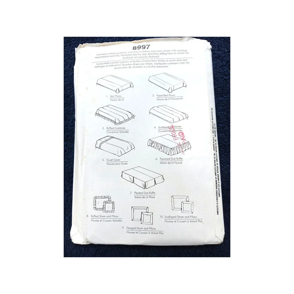 Simplicity House 8997 Bed Covers Pillows‎ & Shams Sewing Pattern UNCUT